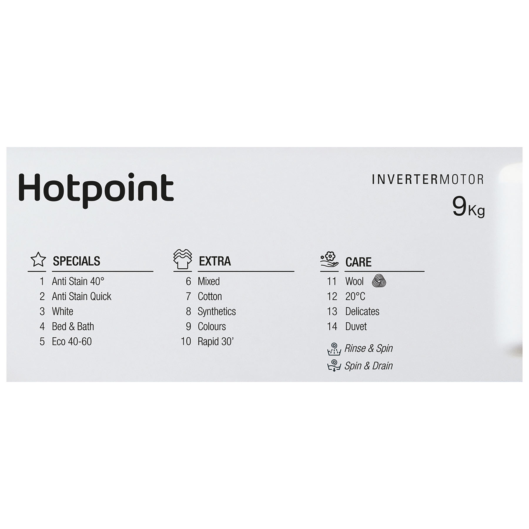 Hotpoint BIWMHG91485 Integrated 9kg 1400 Spin Washing Machine B Rated, photo 5