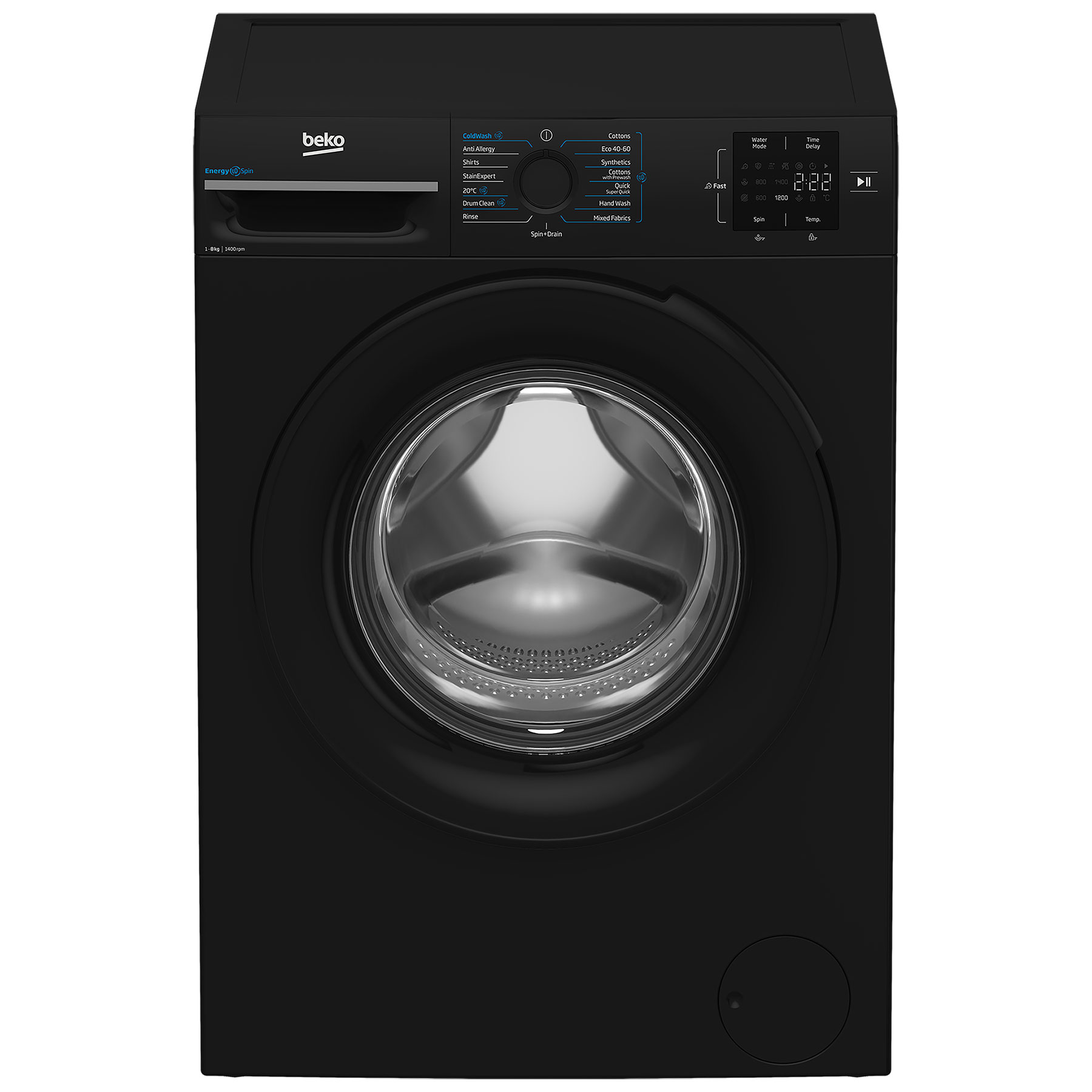 Image of Beko BMN3WT3841B 8kg 1400 Spin Washing Machine in Black A Rated ProSma