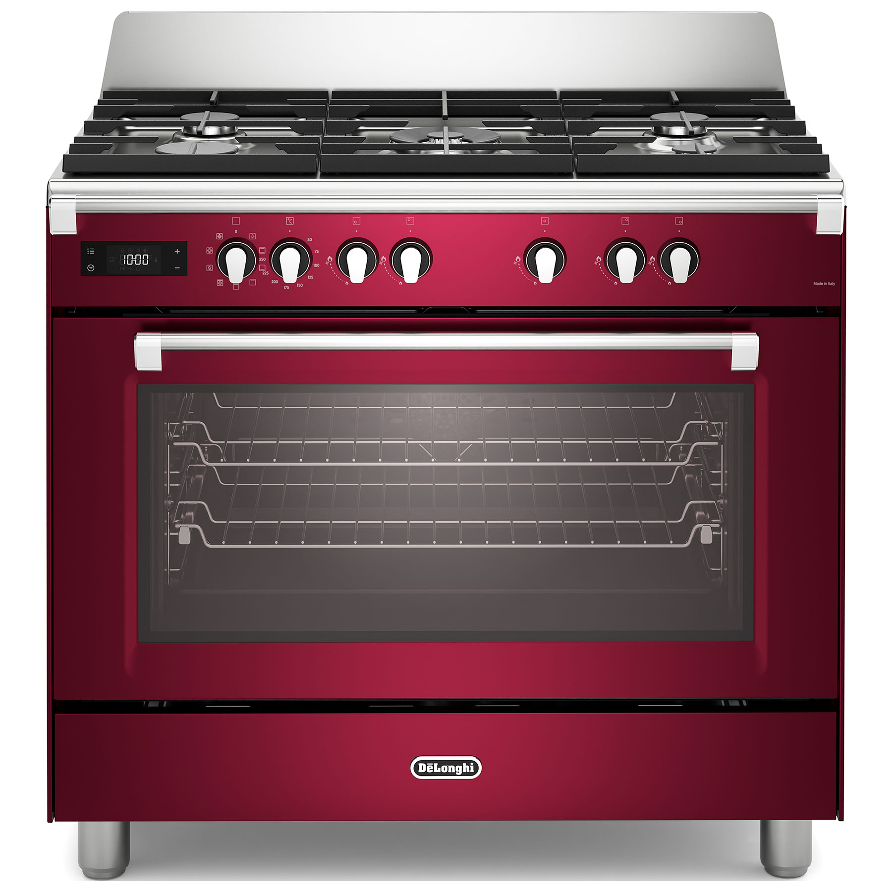 Delonghi BS965MXR 90cm Wide Bassano Dual Fuel Range Cooker in Burgundy