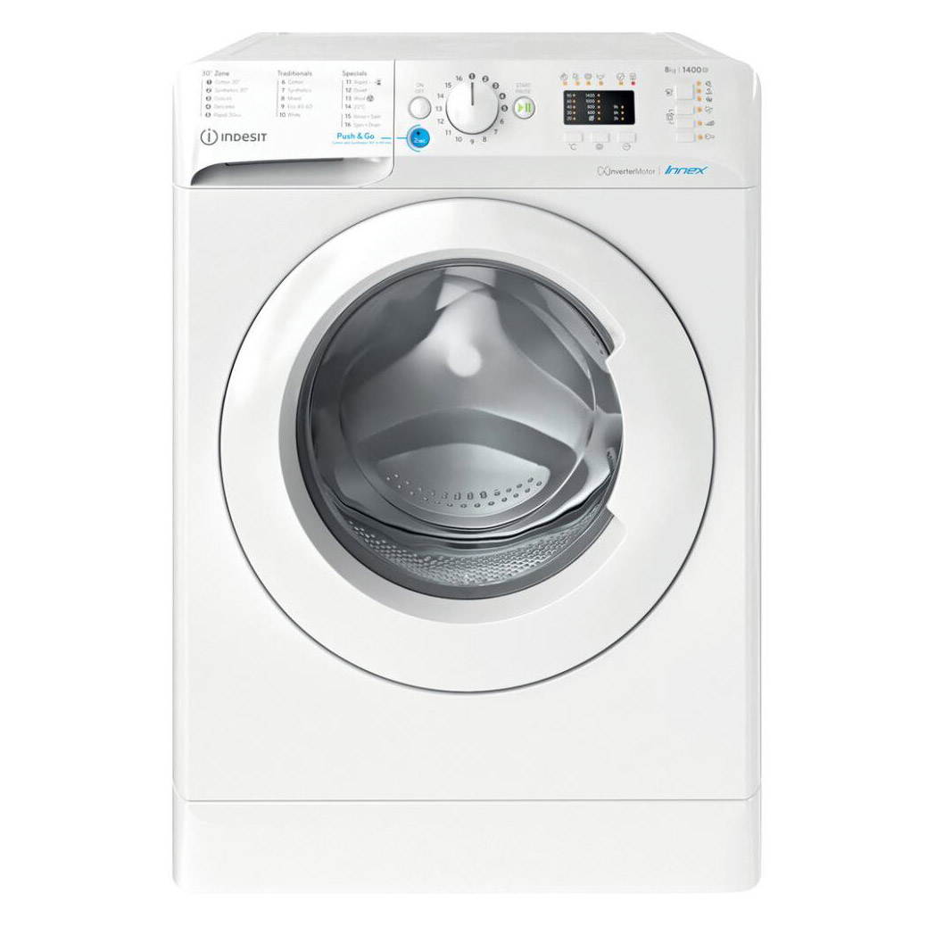 Image of Indesit BWA81485XWUK 8kg 1400 Spin Washing Machine in White B Rated Pu
