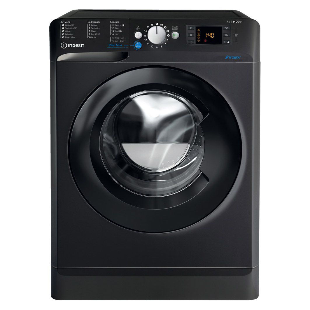 Image of Indesit BWE71452K INNEX Washing Machine in Black 1400rpm 7kg E Rated