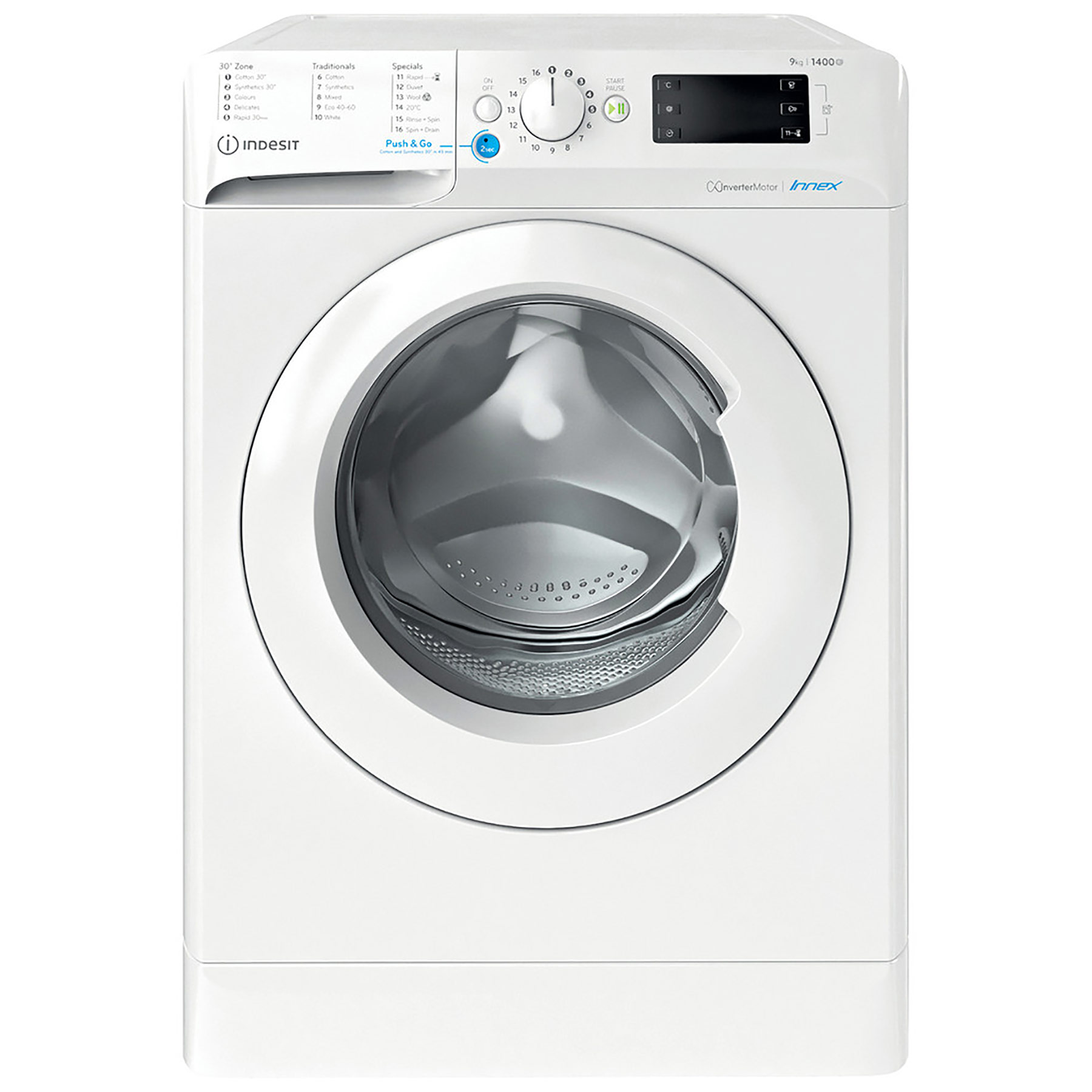 Image of Indesit BWE91496XWUK 9kg 1400 Spin Washing Machine in White A Rated Pu