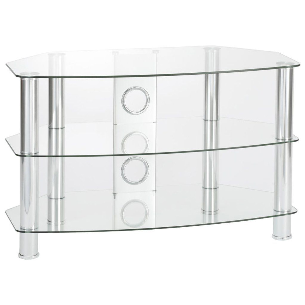 Ttap C303C 12003C Vantage Curve 1200mm TV Stand in Chrome Clear Glass