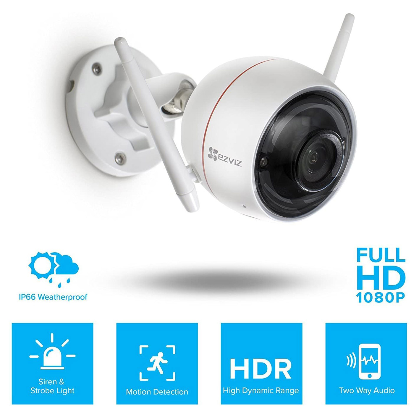 Ezviz C3W PRO WH Colour Outdoor Smart Camera with Siren Strobe White