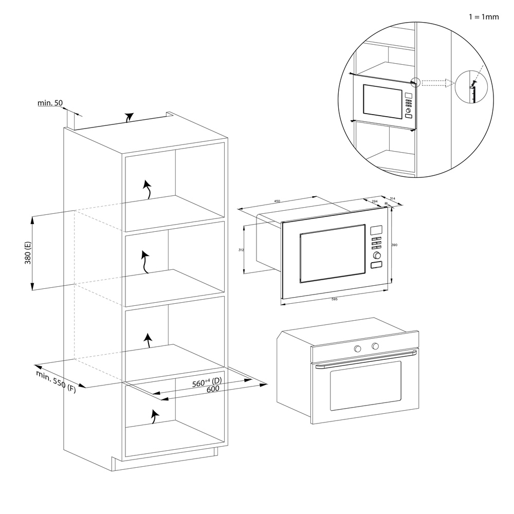 Candy Built-In Microwave Oven, 25L Capacity, Stainless Steel Finish, Model CA38FL7NWBXUK for Modern Kitchen, photo 5