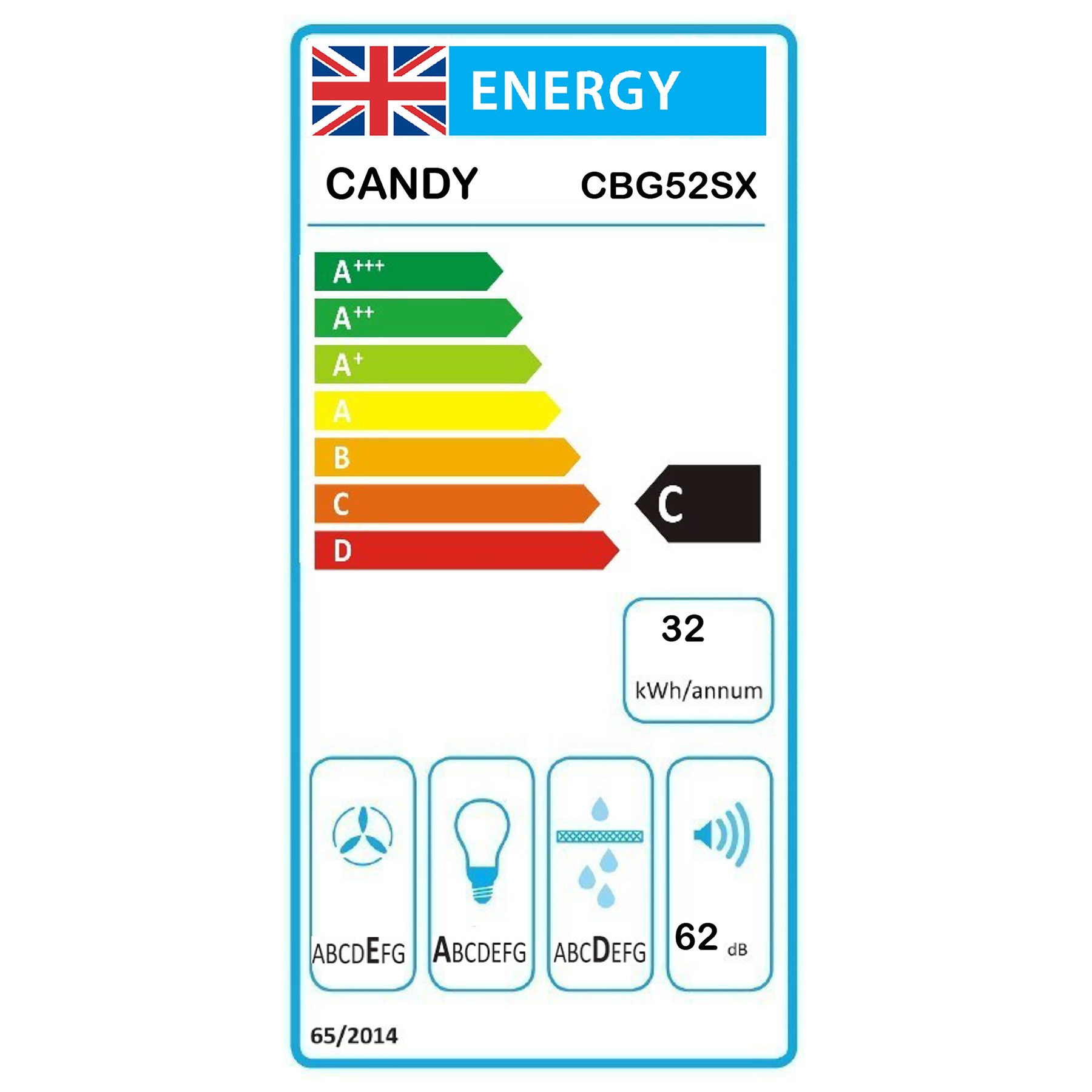 Candy CBG52SX Built-in Silver 168 m³/h