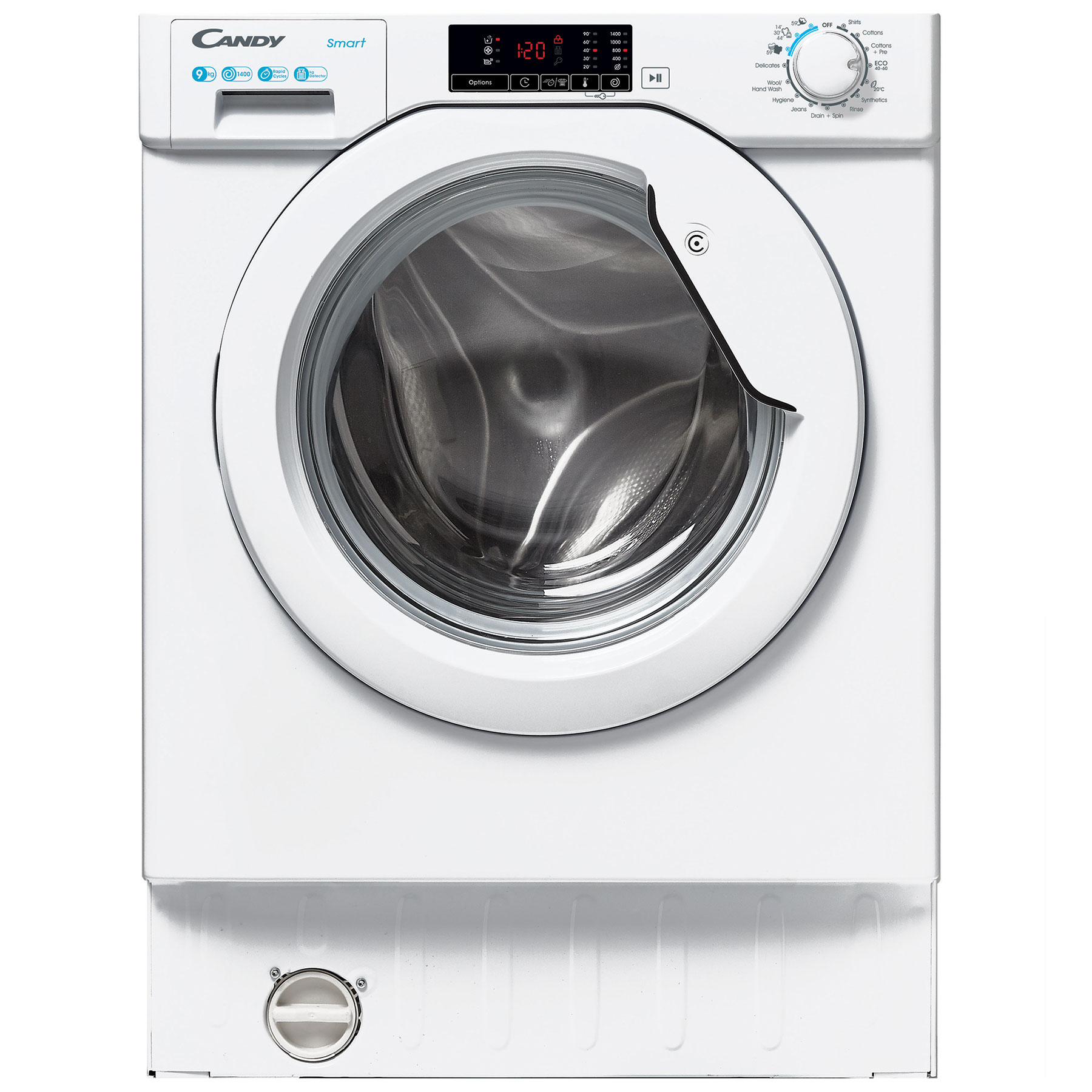 Candy CBW49D1W4 Integrated 9kg 1400 Spin Washing Machine B Rated Hygie