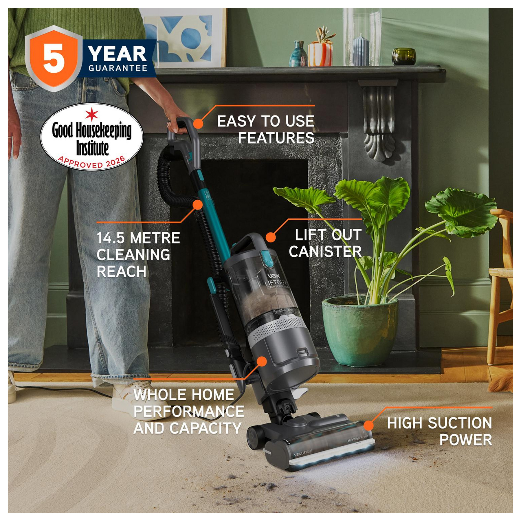 Vax CDUP LORP Vax LiftOut Reach Pet Design Upright Vacuum Cleaner Grap, photo 2