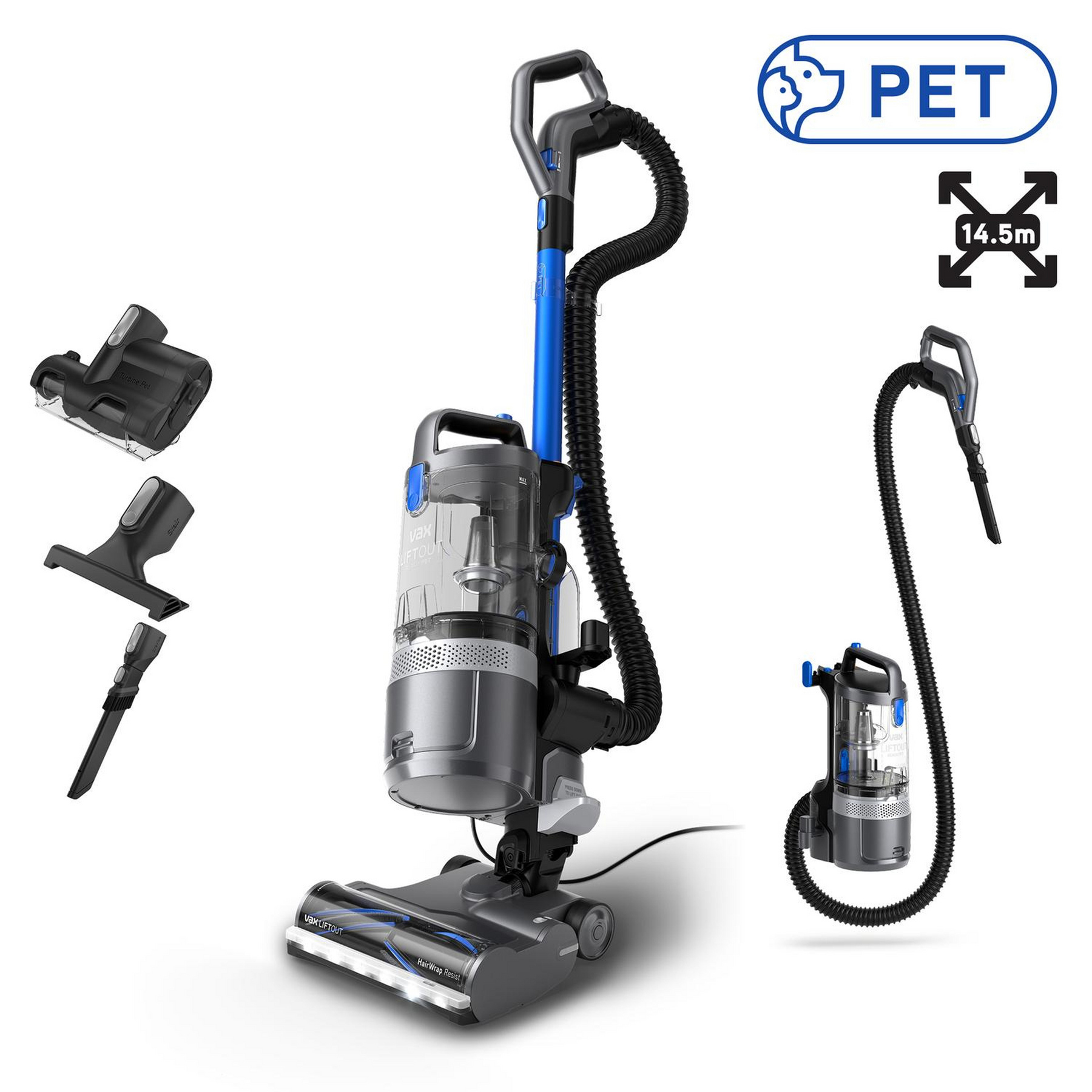 Vax CDUP LOXR Vax LiftOut Reach Pet Upright Vacuum Graphite Blue