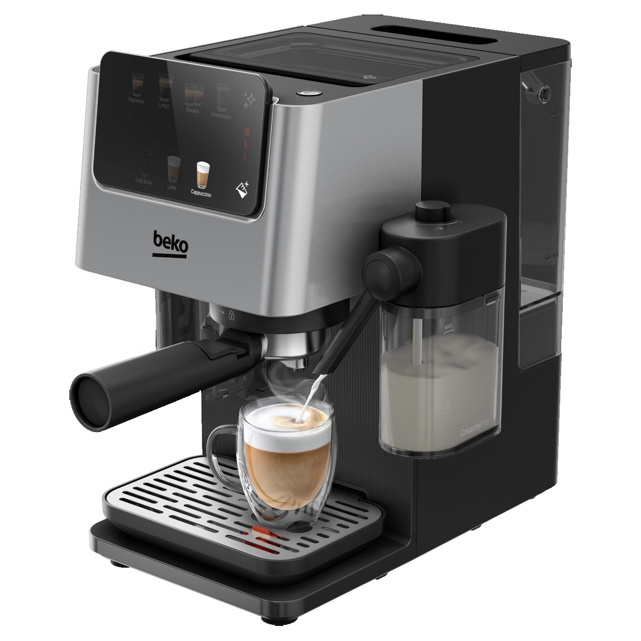 Beko CED7524X Espresso Machine with Integrated Grinder and Milk Cup Silver, photo 2