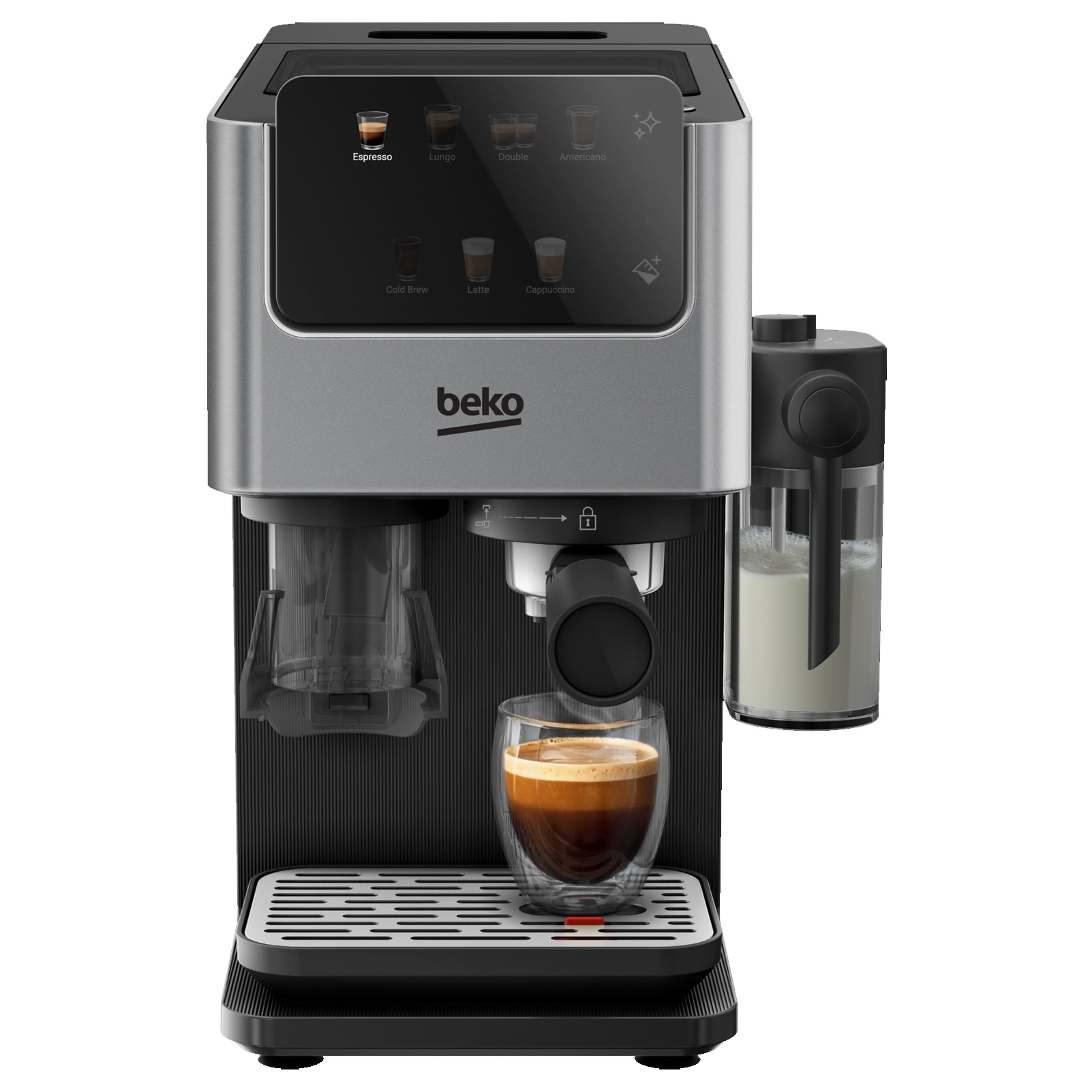 Beko CED7524X Espresso Machine with Integrated Grinder Milk Cup in Sil