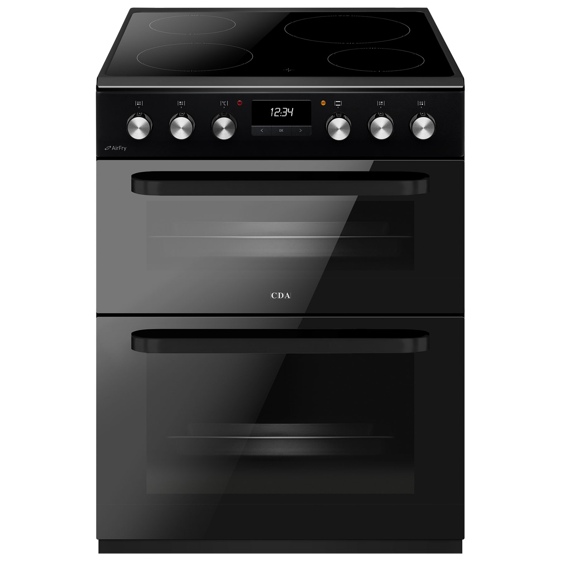 Image of CDA CFC631BL 60cm Electric Cooker in Black Double Oven Ceramic Hob