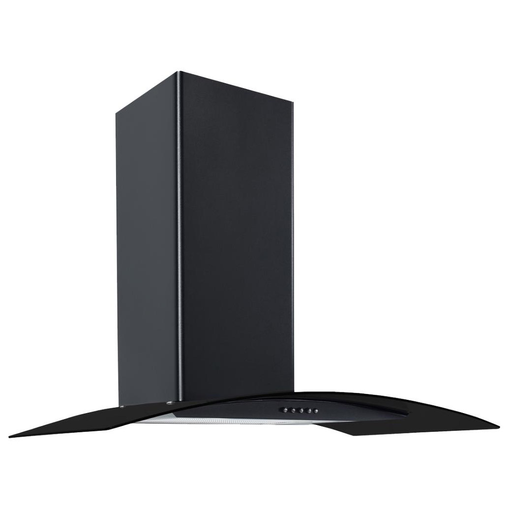 Image of Culina CG60BKPF 60cm Curved Glass Chimney Hood in Black 3 Speed Fan