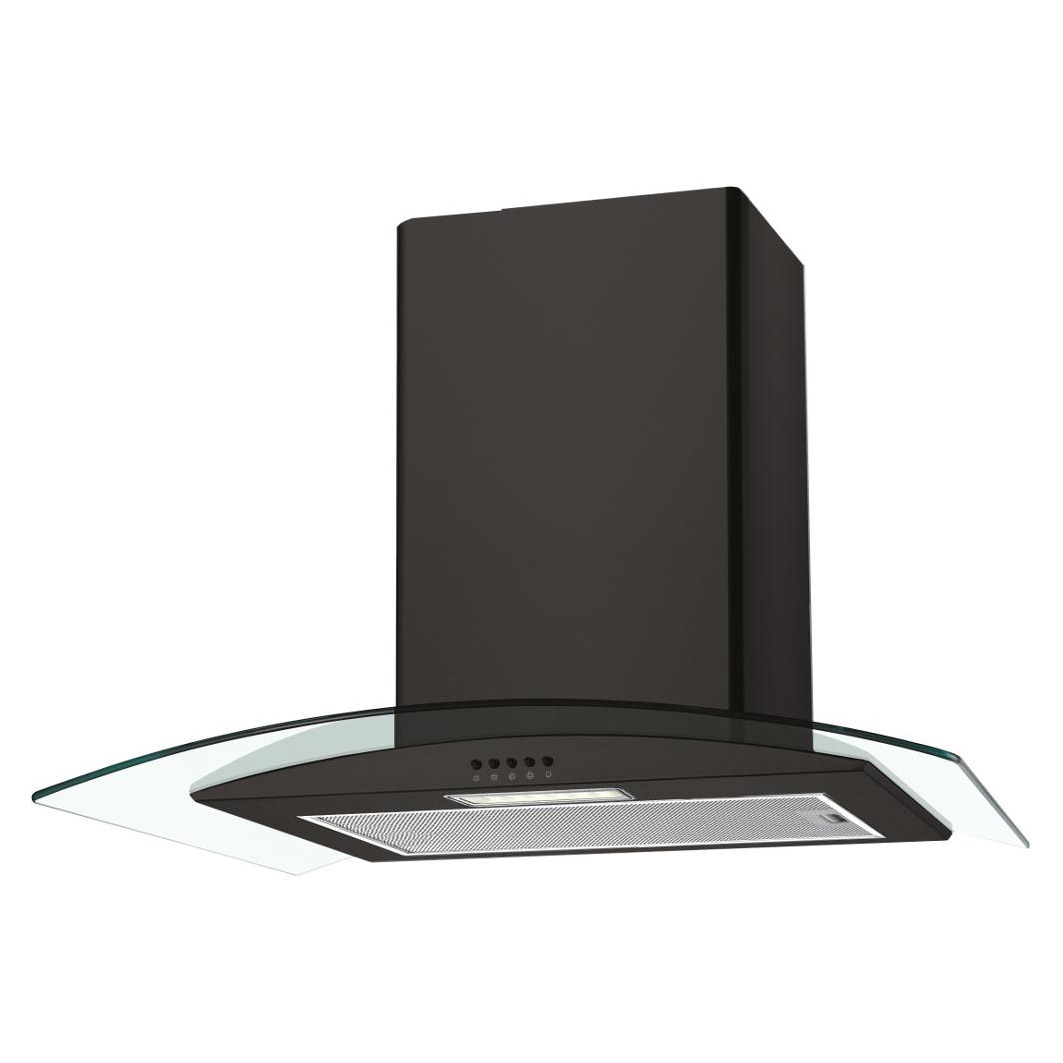 Candy CGM60NN 60cm Curved Glass Chimney Hood in Black