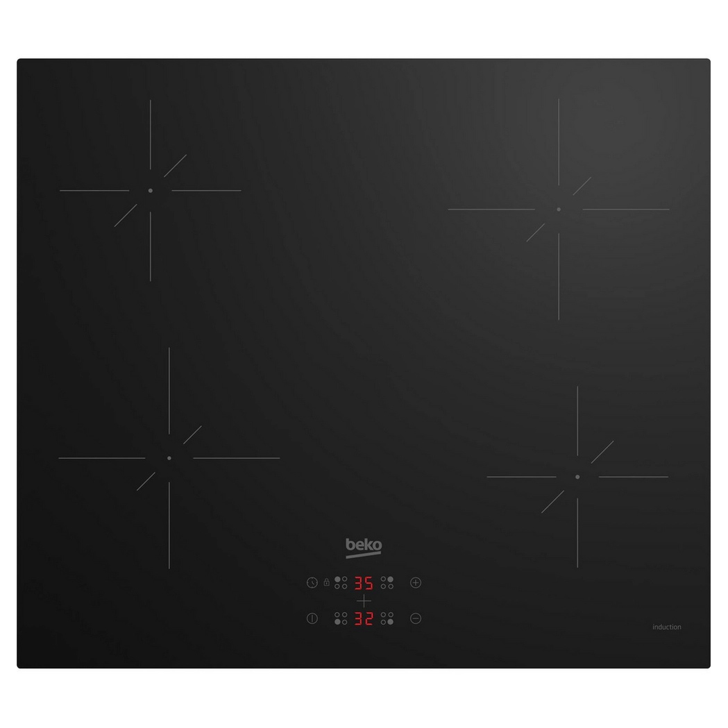 Beko CIHYQI21B 60cm 4 Zone Induction Hob in Black Glass Touch Controls