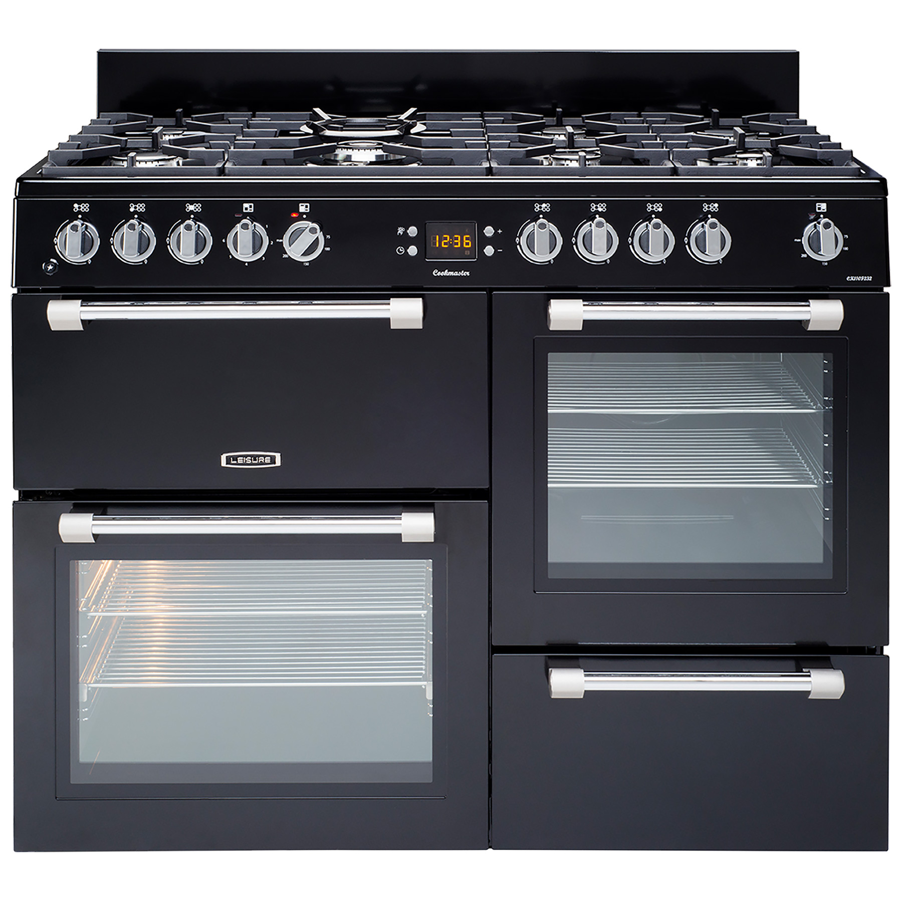 Leisure CK110F232K 110cm Wide Cookmaster Dual Fuel Range Cooker in Bla