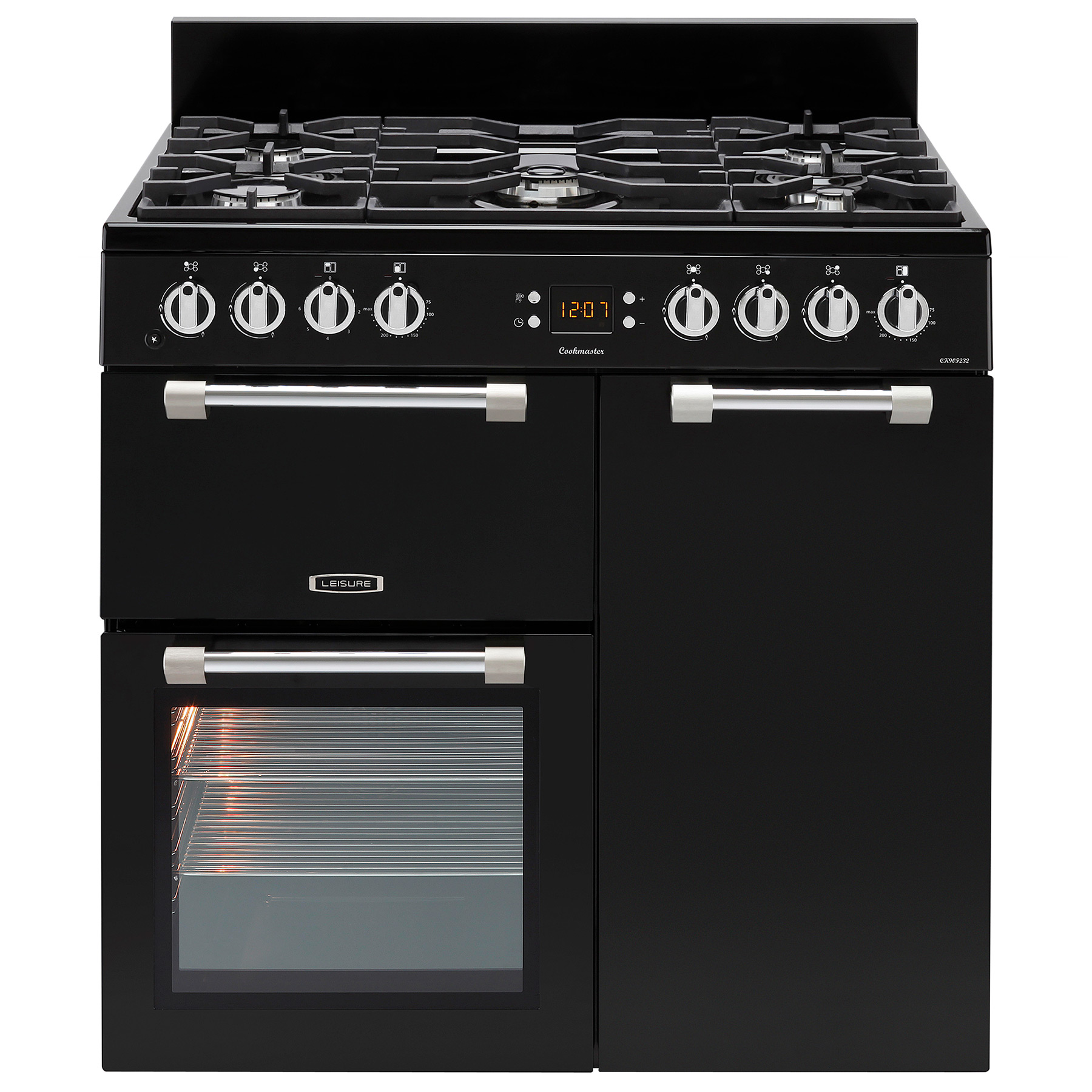 Leisure CK90F232K 90cm Wide Cookmaster Dual Fuel Range Cooker in Black