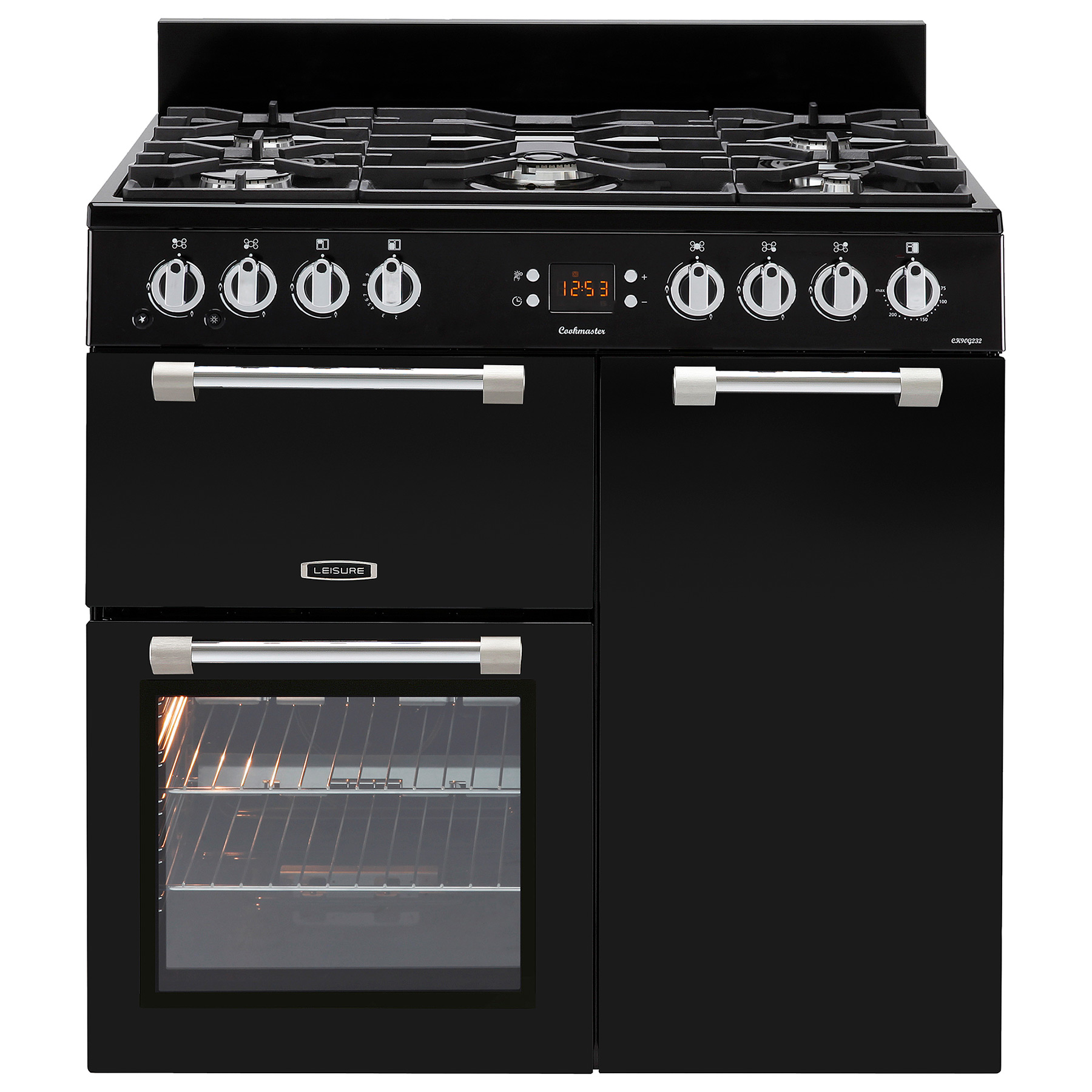 Image of Leisure CK90G232K 90cm Wide Cookmaster Gas Range Cooker in Black