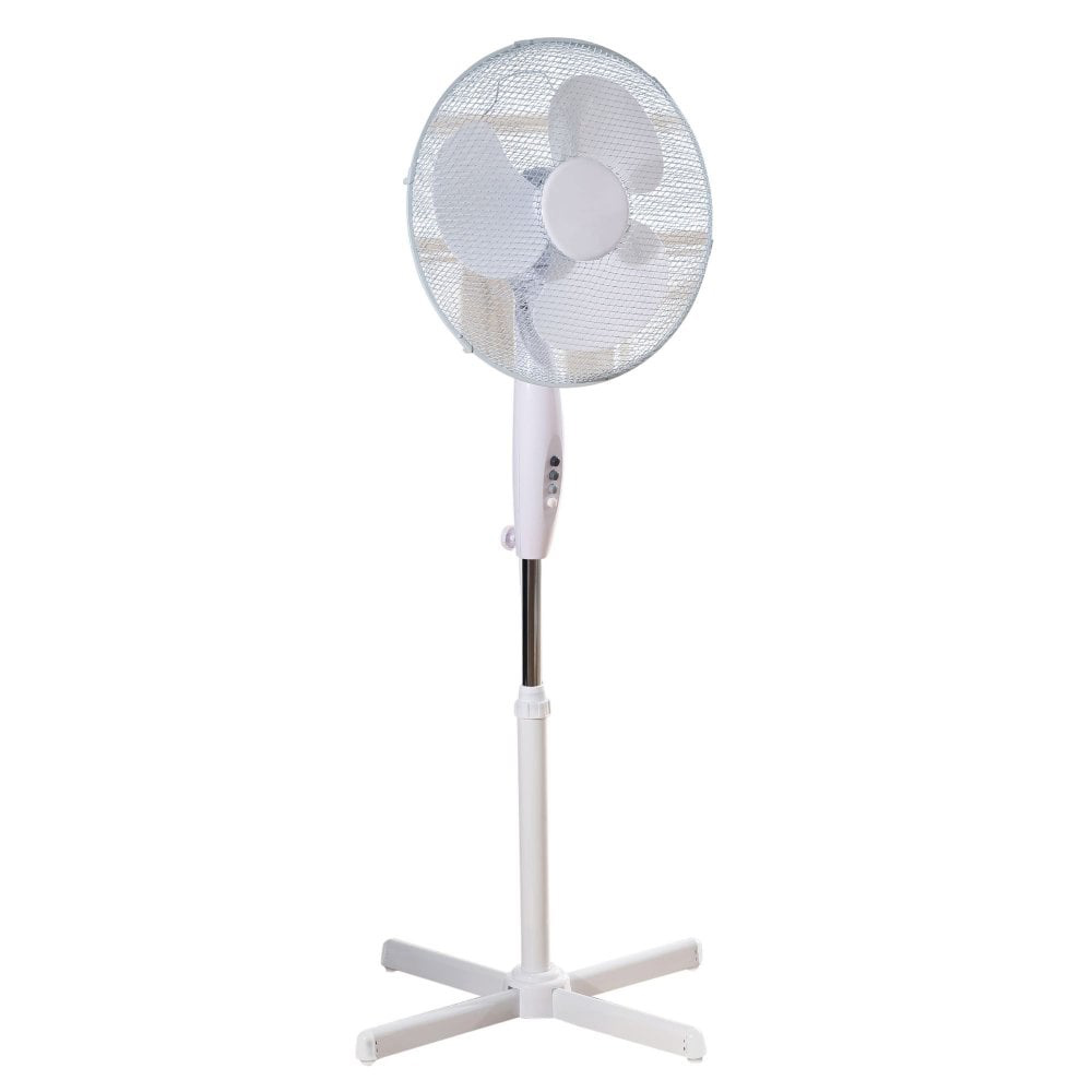 Daewoo COL1642GE 16 Inch Pedestal Fan in White 3 Speed Settings Cross