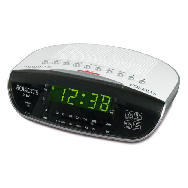 Image of Roberts CR9971 Analogue FM MW Clock Radio in White Dual Alarm