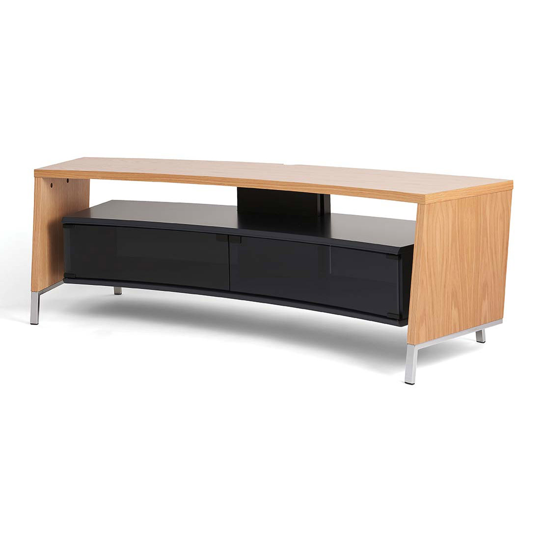 Image of Off The Wall CRV1500LW 1560mm Wide Curved TV Cabinet in Light Wood