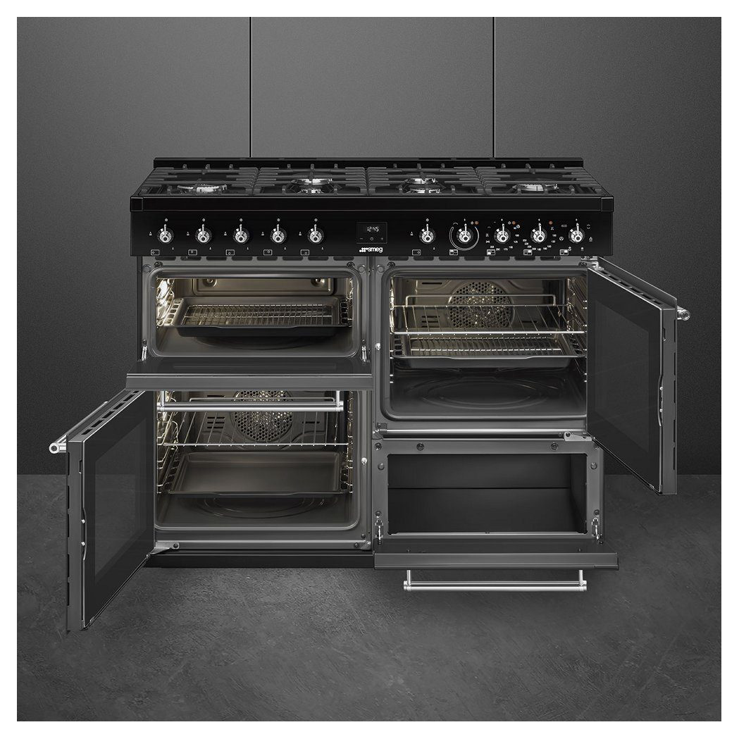 Smeg CX113GMBL 110cm Concert Classic Dual Fuel Range Cooker in Black w, photo 3