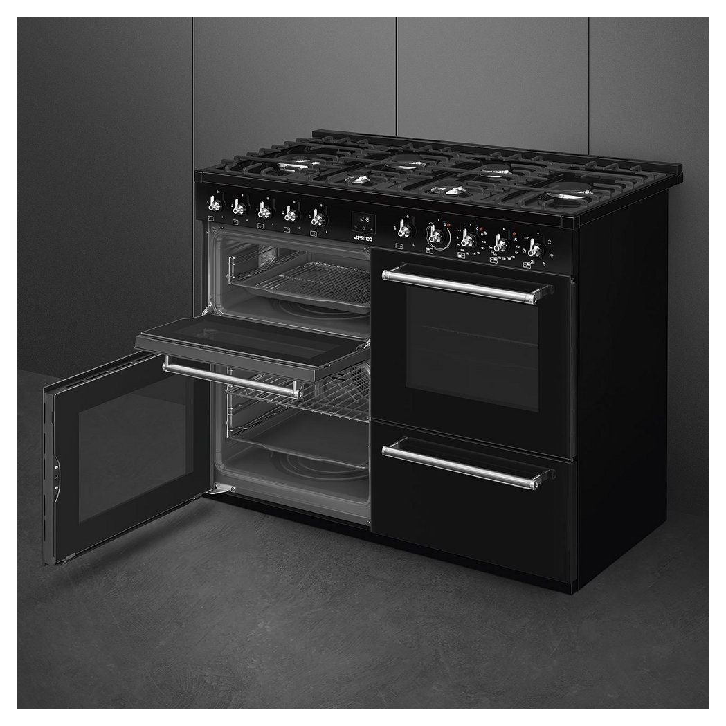 Smeg CX113GMBL 110cm Concert Classic Dual Fuel Range Cooker in Black w, photo 4