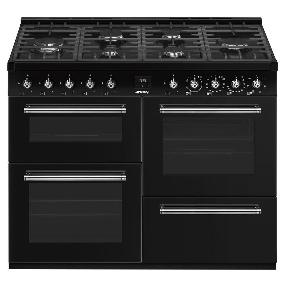 Smeg CX113GMBL 110cm Concert Classic Dual Fuel Range Cooker in Black w