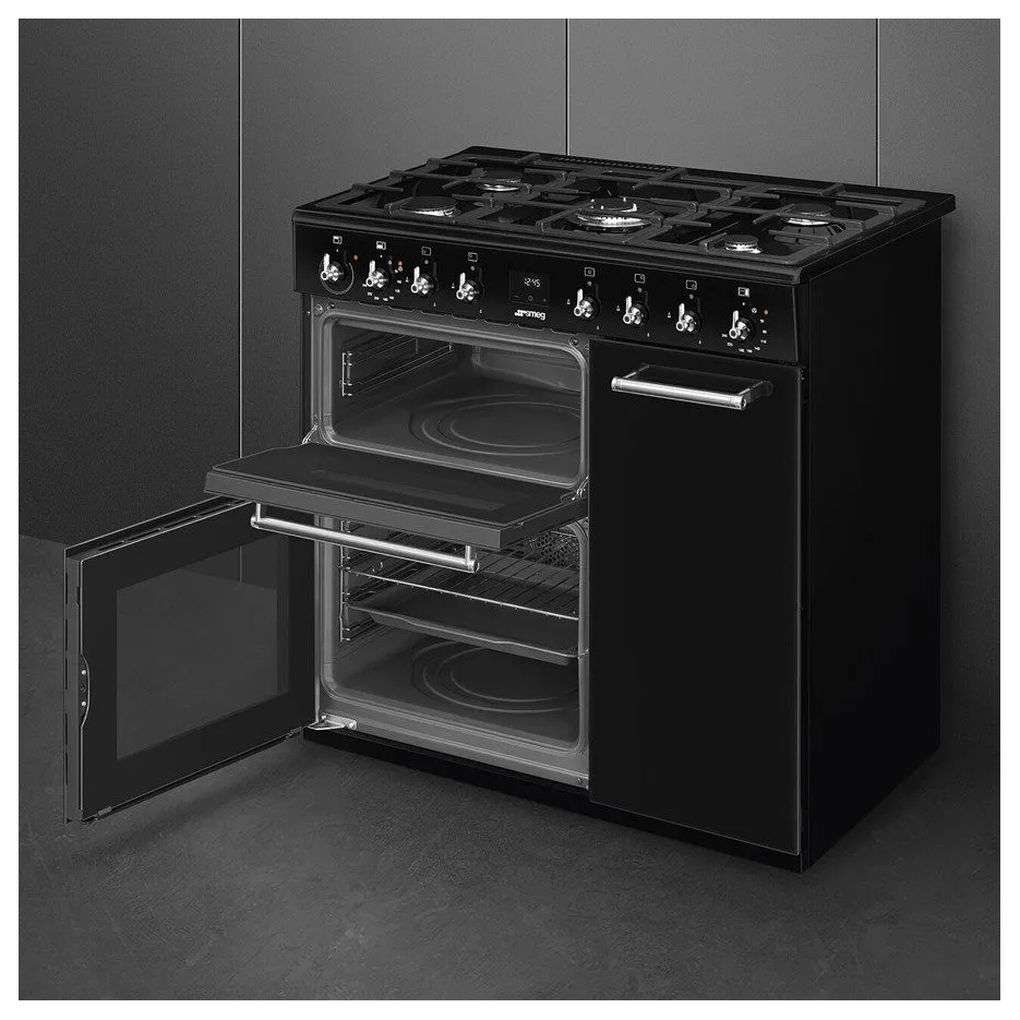 Smeg CX93GMBL 90cm Concert Classic Dual Fuel Range Cooker in Black wit, photo 3