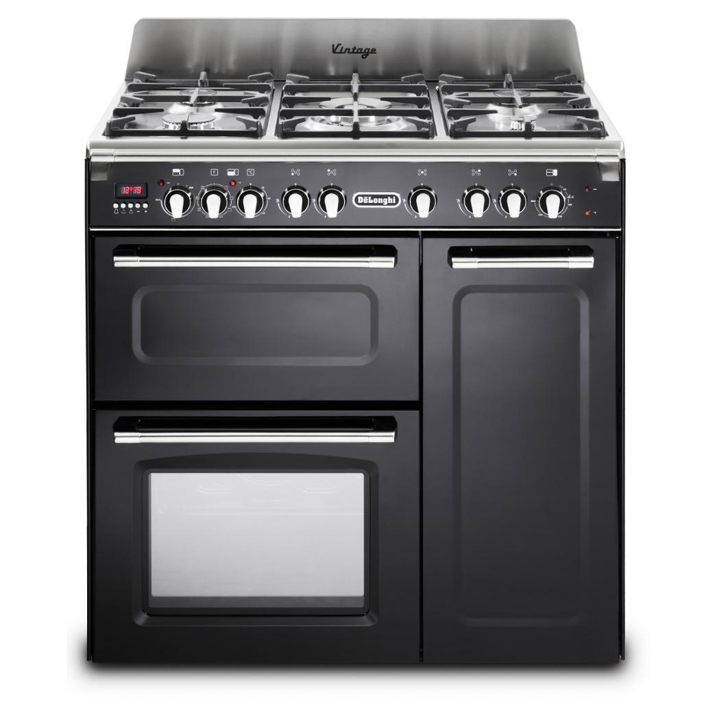 Image of Delonghi D3VR908DFBL 90cm Vintage Triple Cavity Dual Fuel Range Cooker