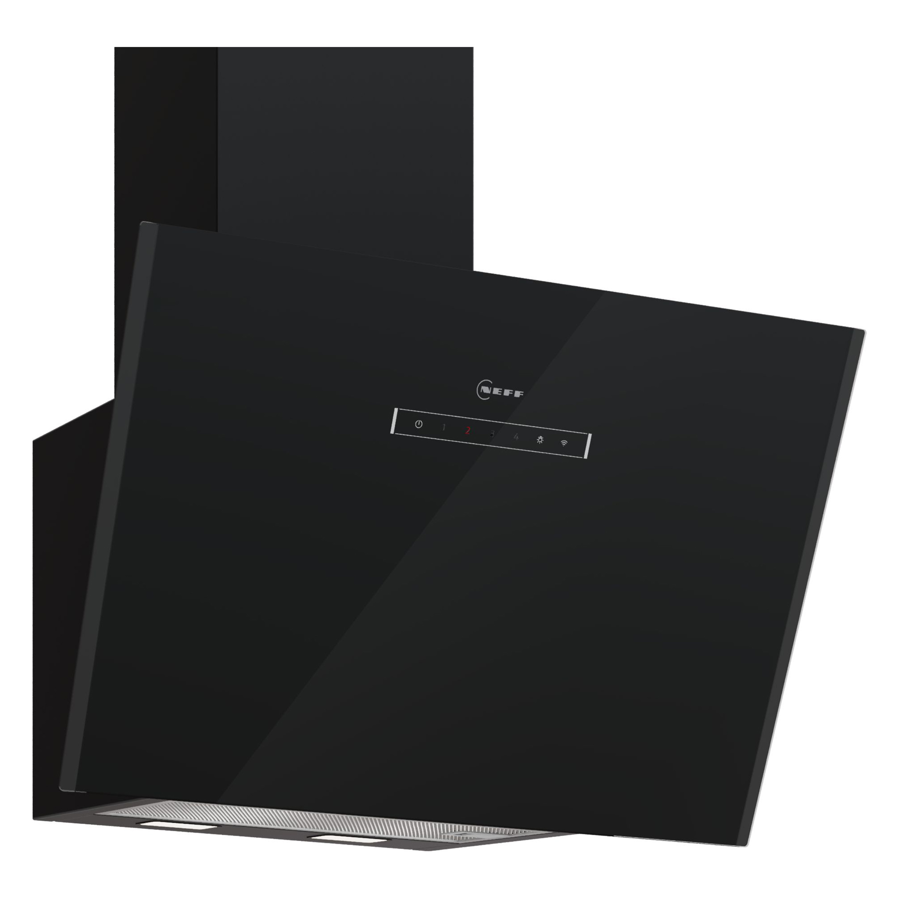 Image of Neff D65ICN1S0B N70 60cm Angled Chimney Hood in Black Glass 4 Speed Fa