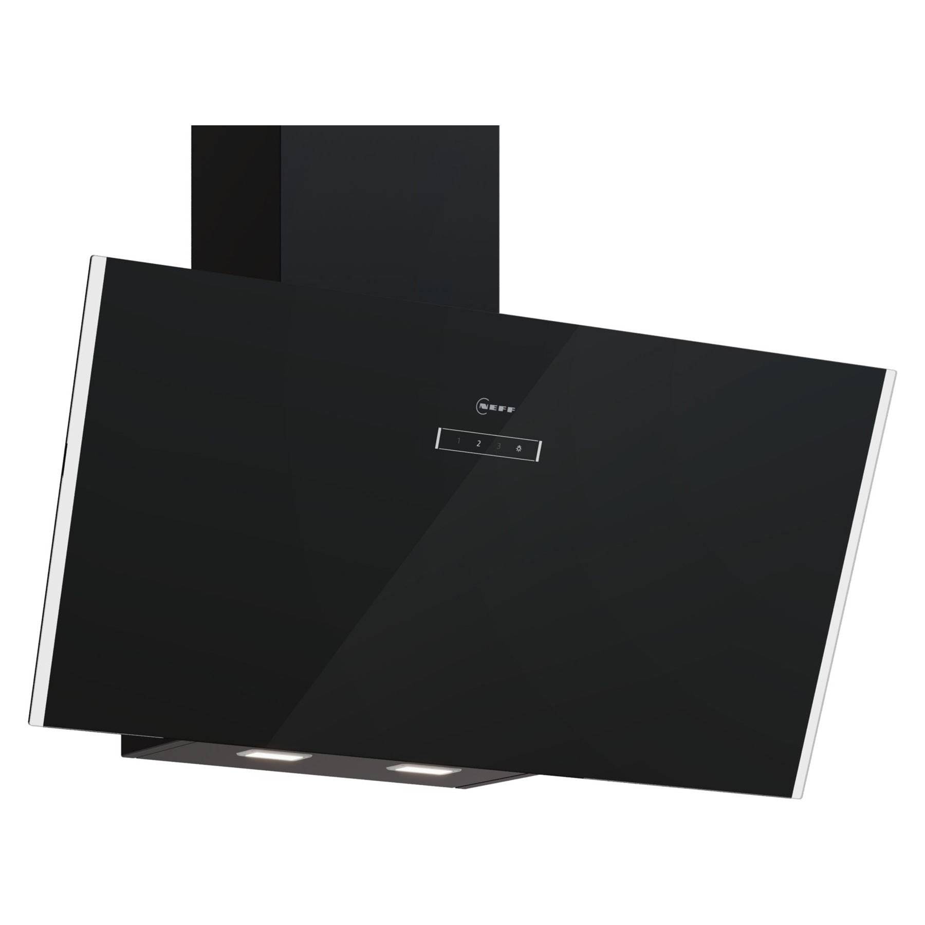 Neff D83IDF1S0B N50 80cm Angled Chimney Hood in Black Glass 3 Speed Fa