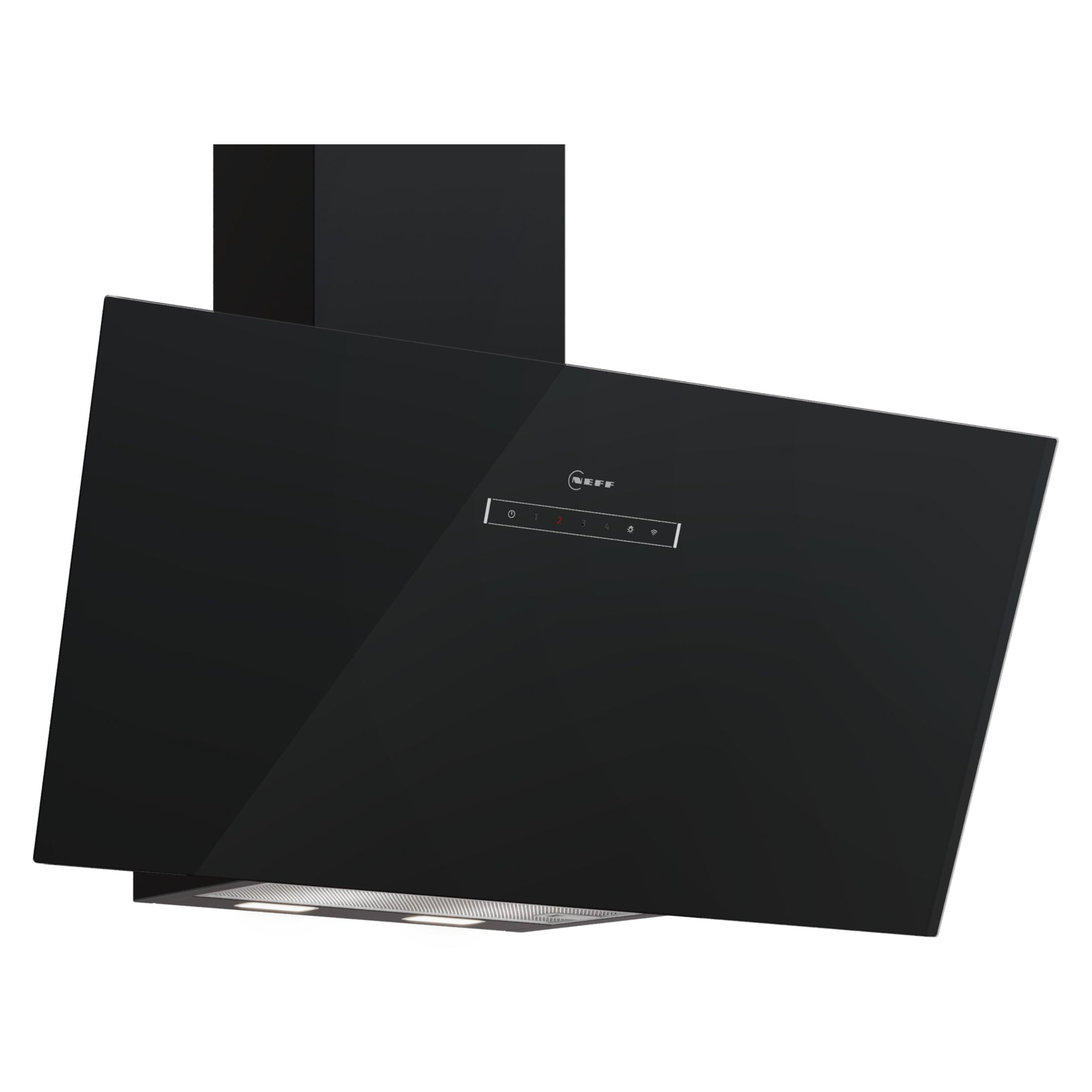 Image of Neff D85ICN1S0B N70 80cm Angled Chimney Hood in Black Glass 4 Speed Fa