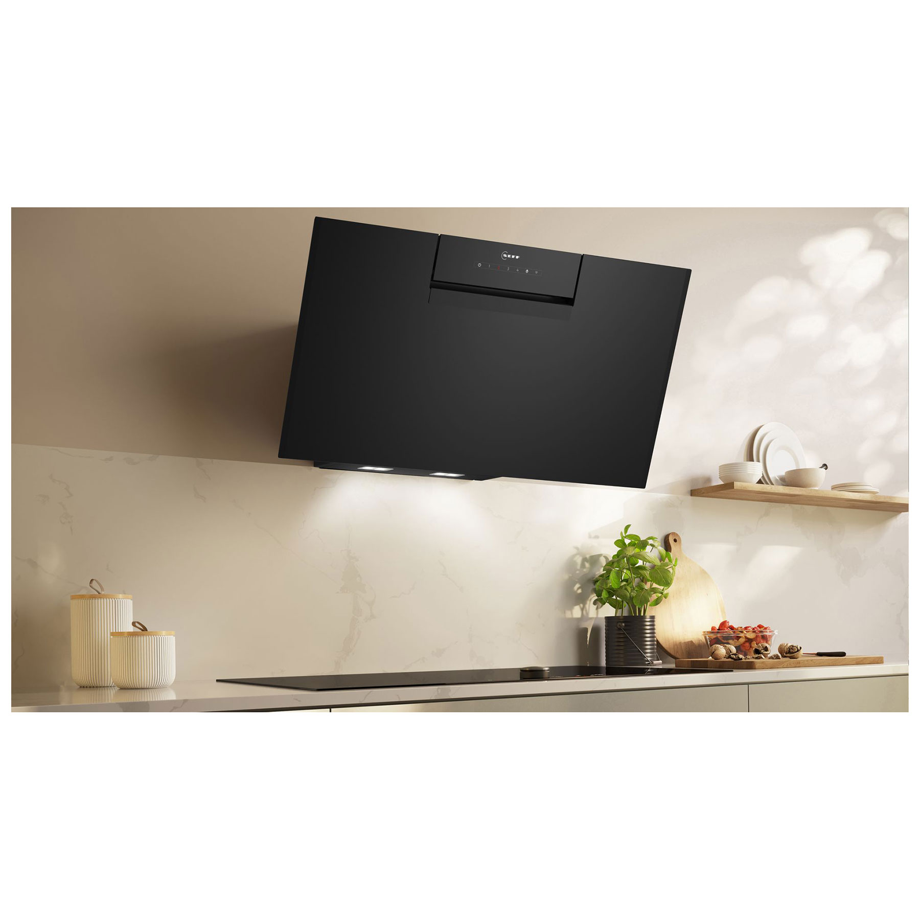 Neff D85IFN1S0B N50 80cm Inclined Chimney Hood in Black Glass, photo 5