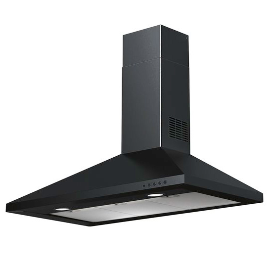 Image of Delonghi DCH900BL 90cm Chimney Hood in Black 3 Speed Fan B Rated