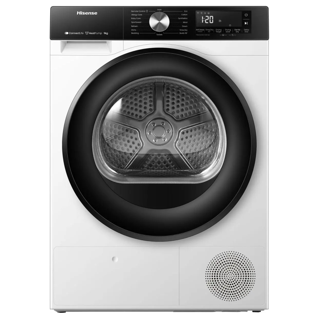 Hisense DH3S902BWCC 9kg Heat Pump Condenser Dryer in White A Rated Con