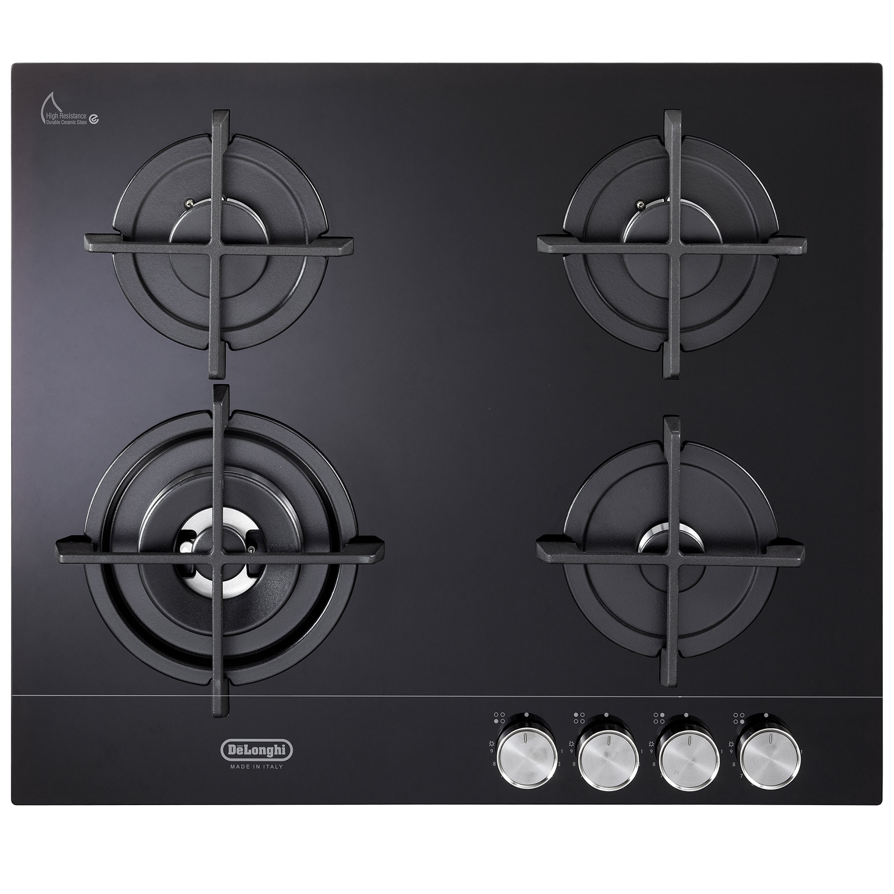 Delonghi DNSL460NCM 4 Burner Gas Hob in Black Glass Includes 3 5 kW Do
