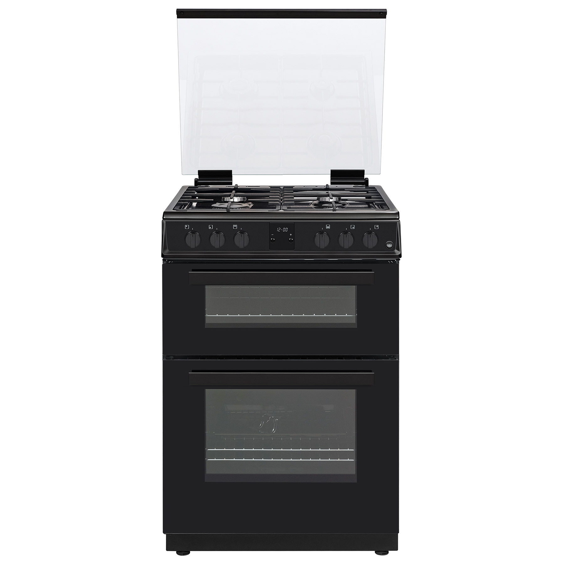 Image of Hostess DOG60B 60cm Double Oven Gas Cooker in Black Glass Lid 25 71L