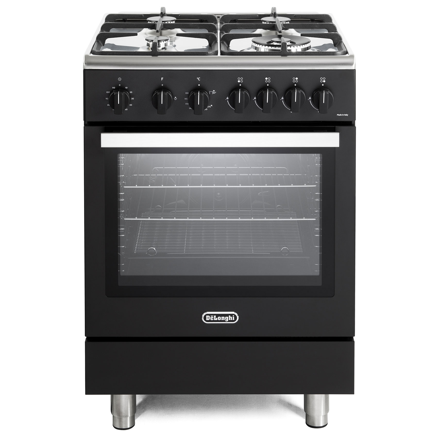 Image of Delonghi DSC626GBL 60cm Modern Single Cavity Gas Cooker in Matt Black