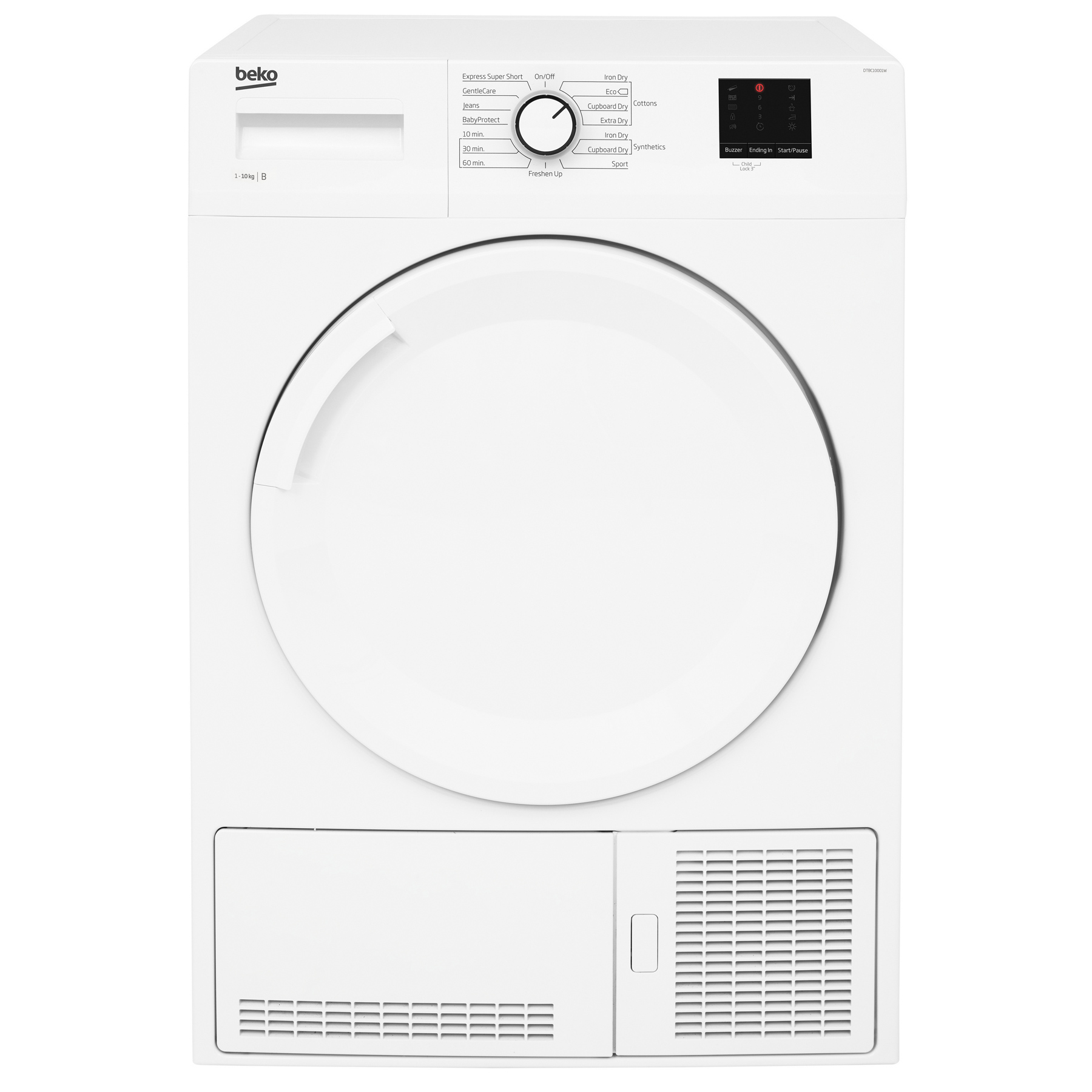Beko DTBC10001W 10kg Condenser Dryer in White B Rated with Sensor Dry