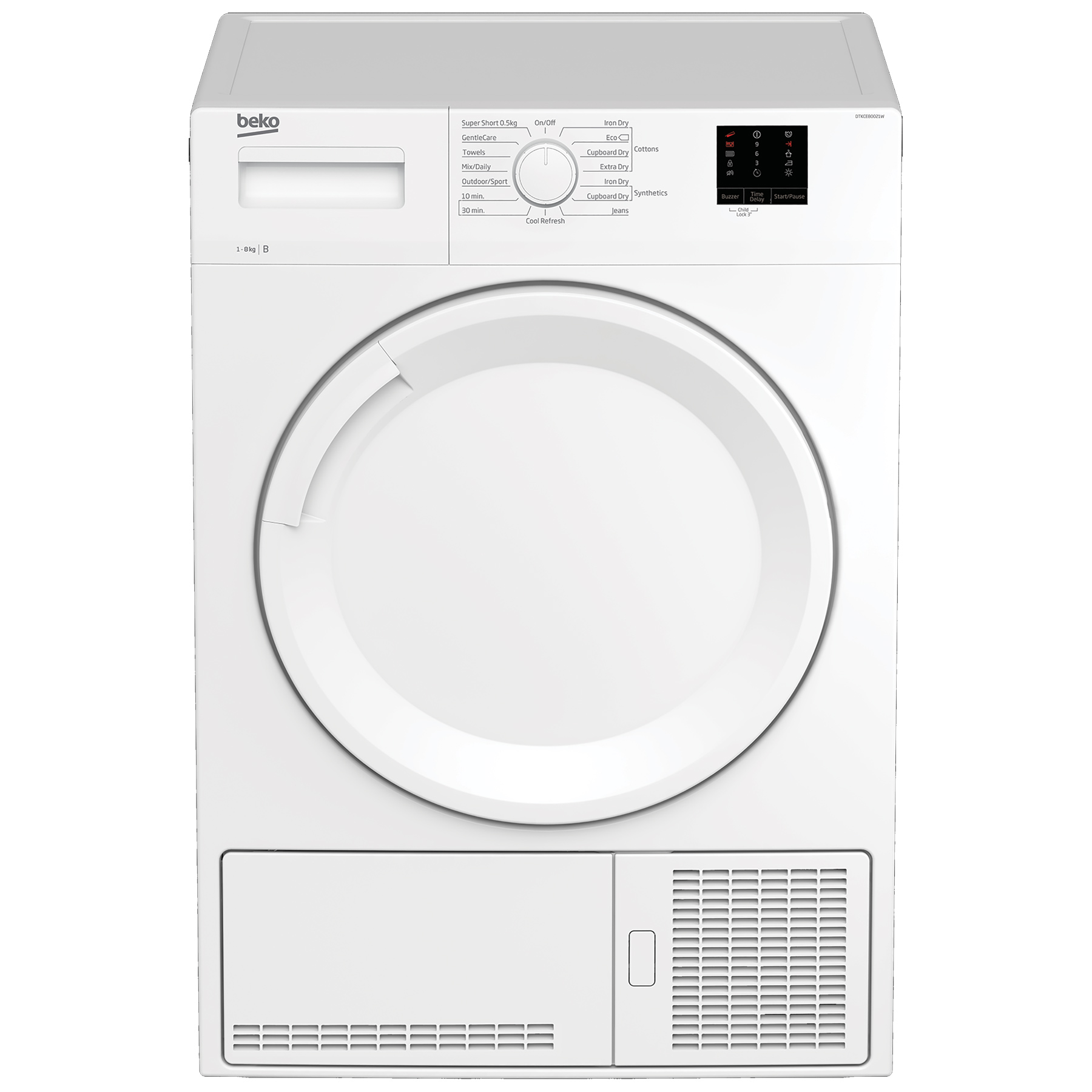 Beko DTKCE80021W 8kg Condenser Dryer in White B Rated with Sensor Dry