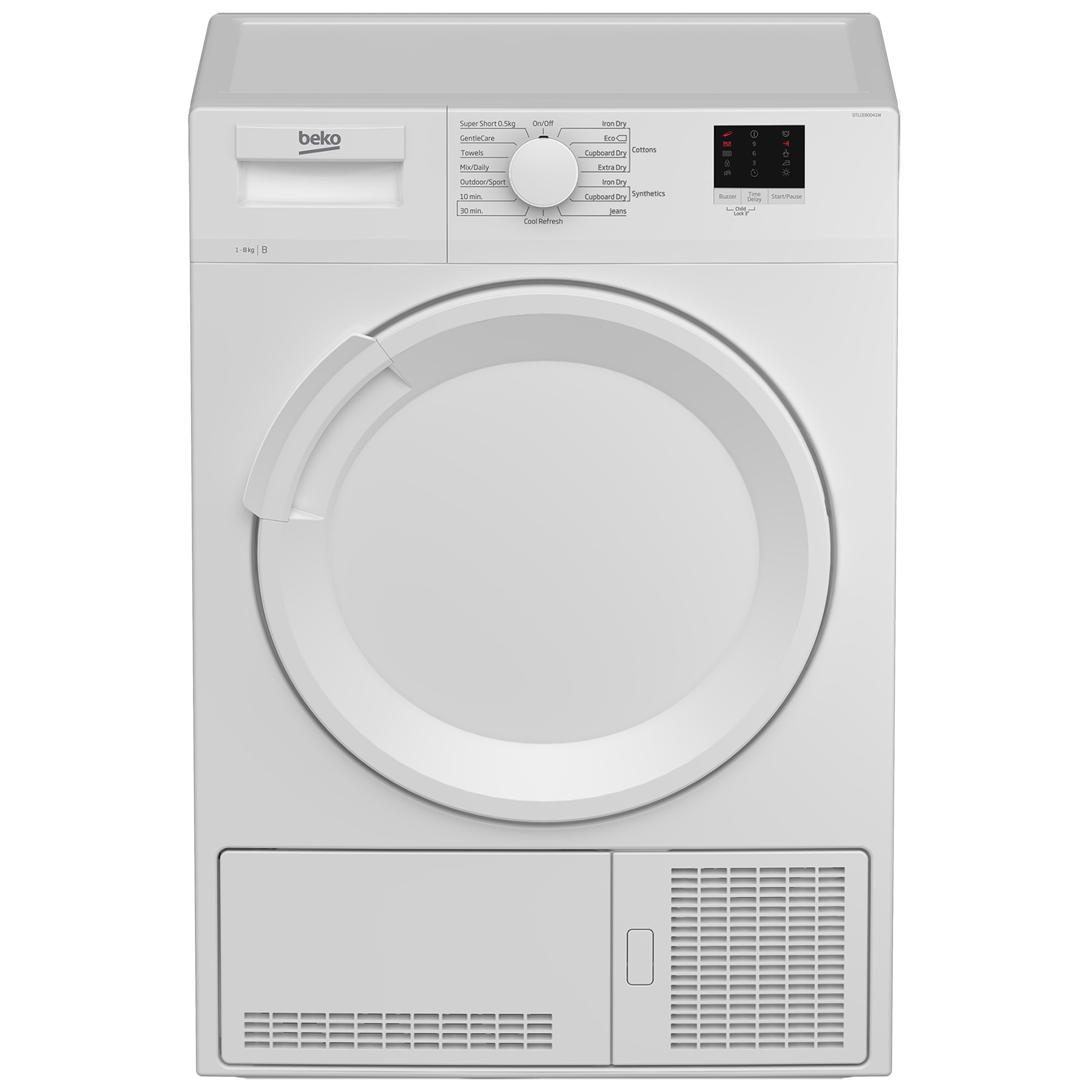 Beko DTLCE80041W 8kg Condenser Dryer in White B Rated Sensor Drying