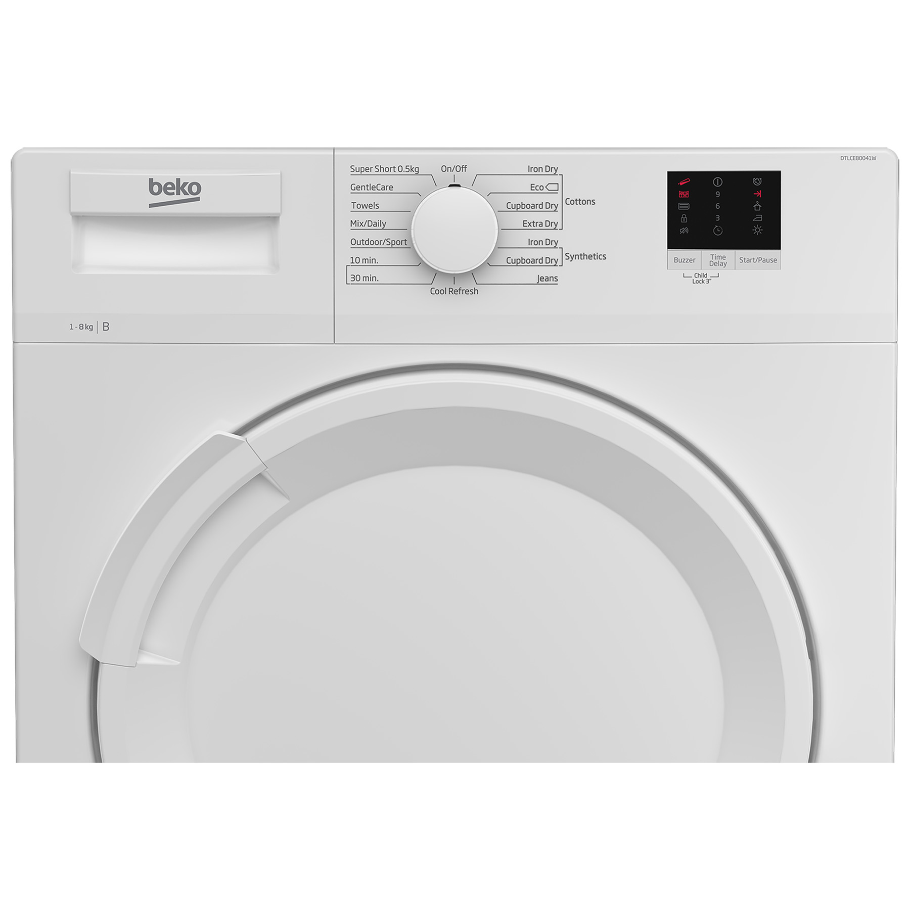 Beko DTLCE80041W 8kg Condenser Dryer in White B Rated Sensor Drying, photo 4