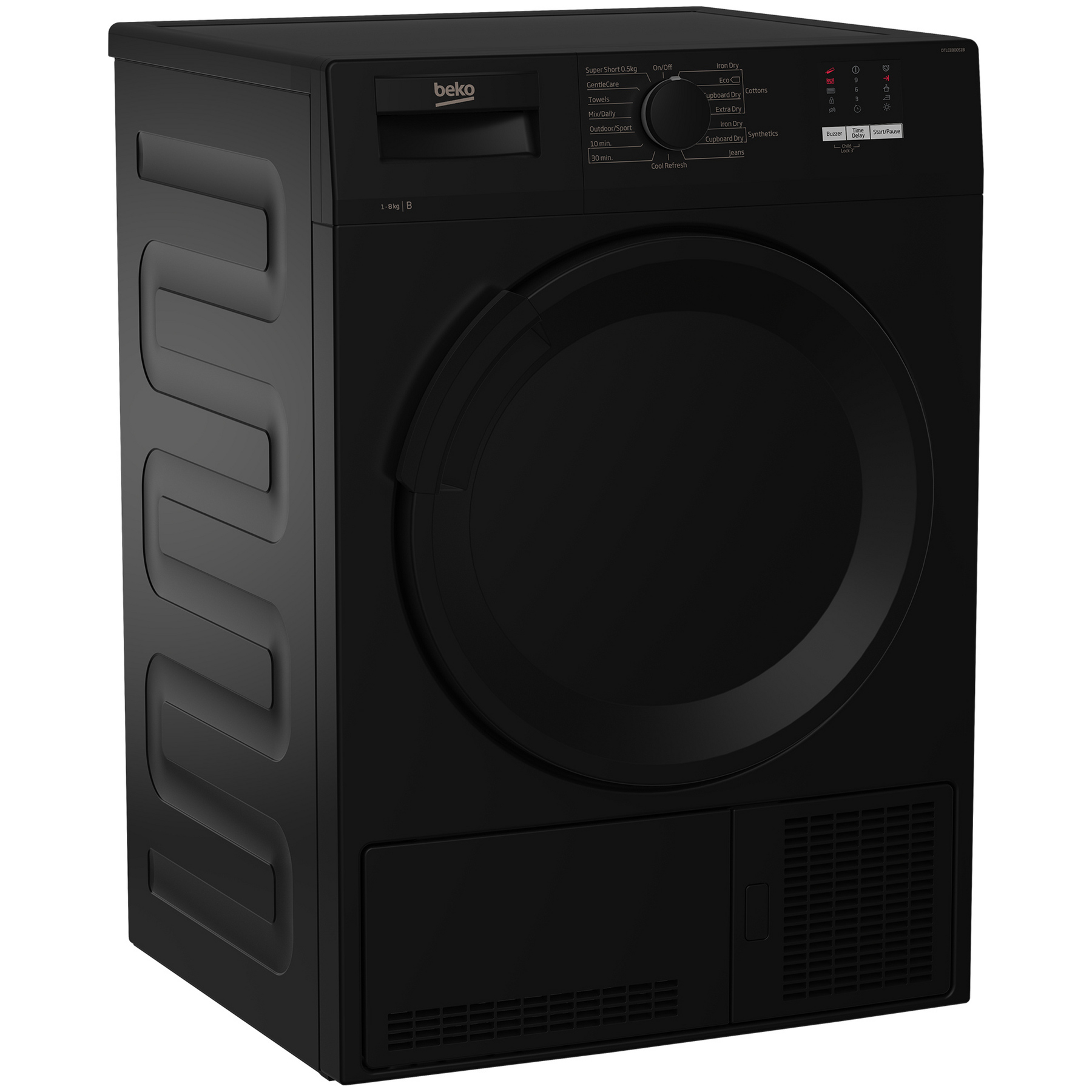 Beko DTLCE80051B 8kg Freestanding Condenser Tumble Dryer with Sensor Programmes Black, photo 2