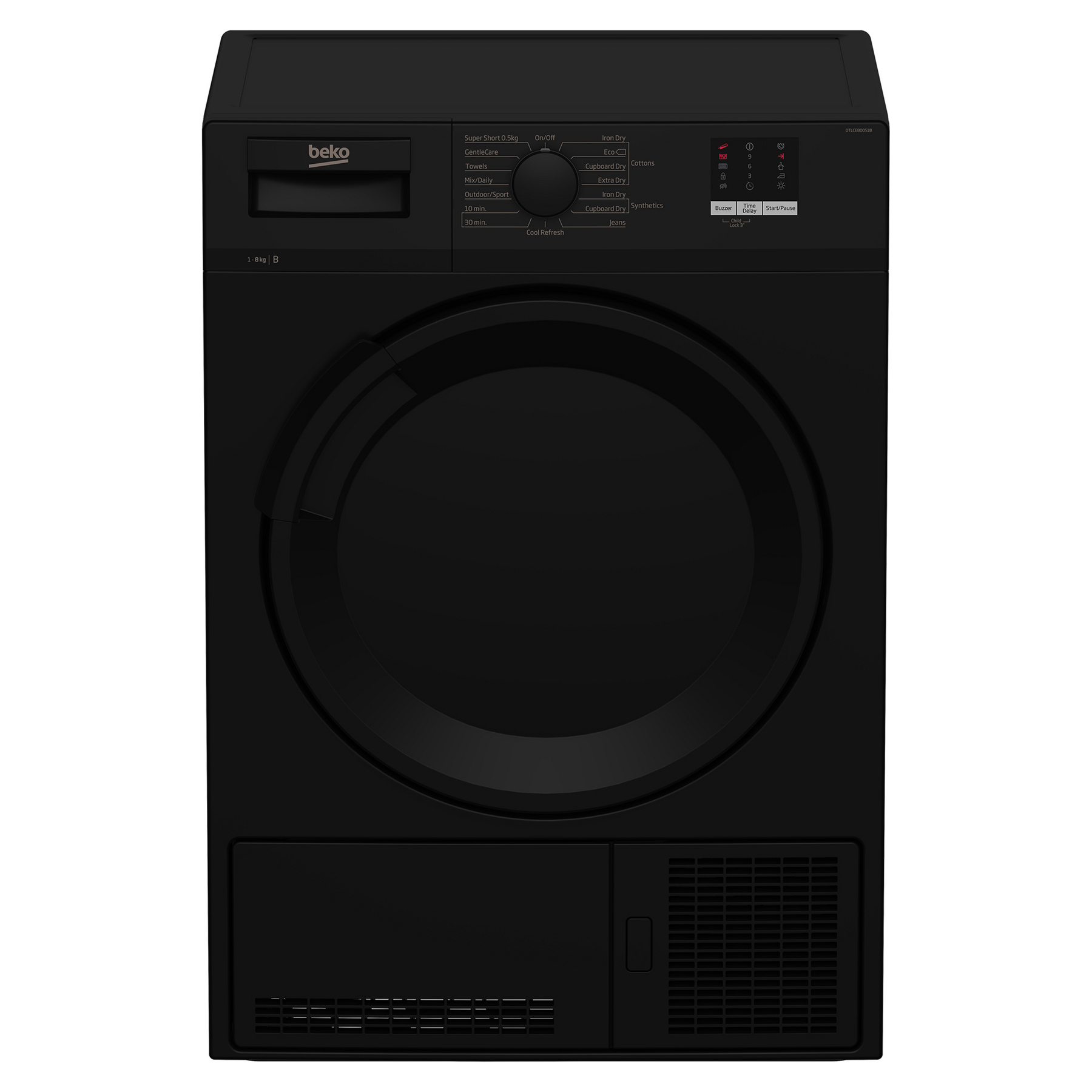 Beko DTLCE80051B 8kg Condenser Dryer in Black B Rated with Sensor Dry