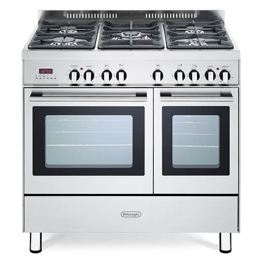 Delonghi DTR906DF 90cm Modern Twin Cavity Dual Fuel Range in St Steel