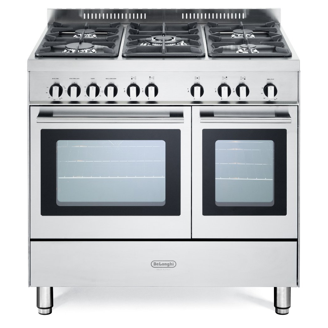 Image of Delonghi DTR906G 90cm Modern Twin Cavity Gas Range Cooker in St Steel