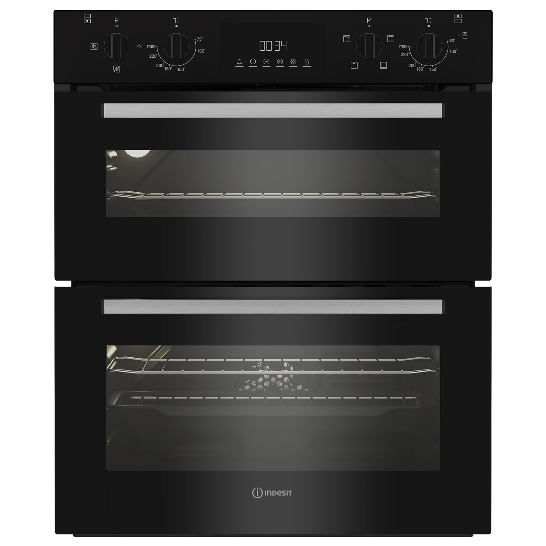 Indesit DUI10DB Built Under Electric Double Oven in Black Easy Clean E