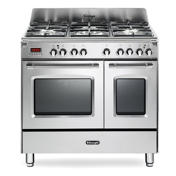 Image of Delonghi DVTR906DFSS 90cm Vintage Twin Cavity Dual Fuel Range Cooker S