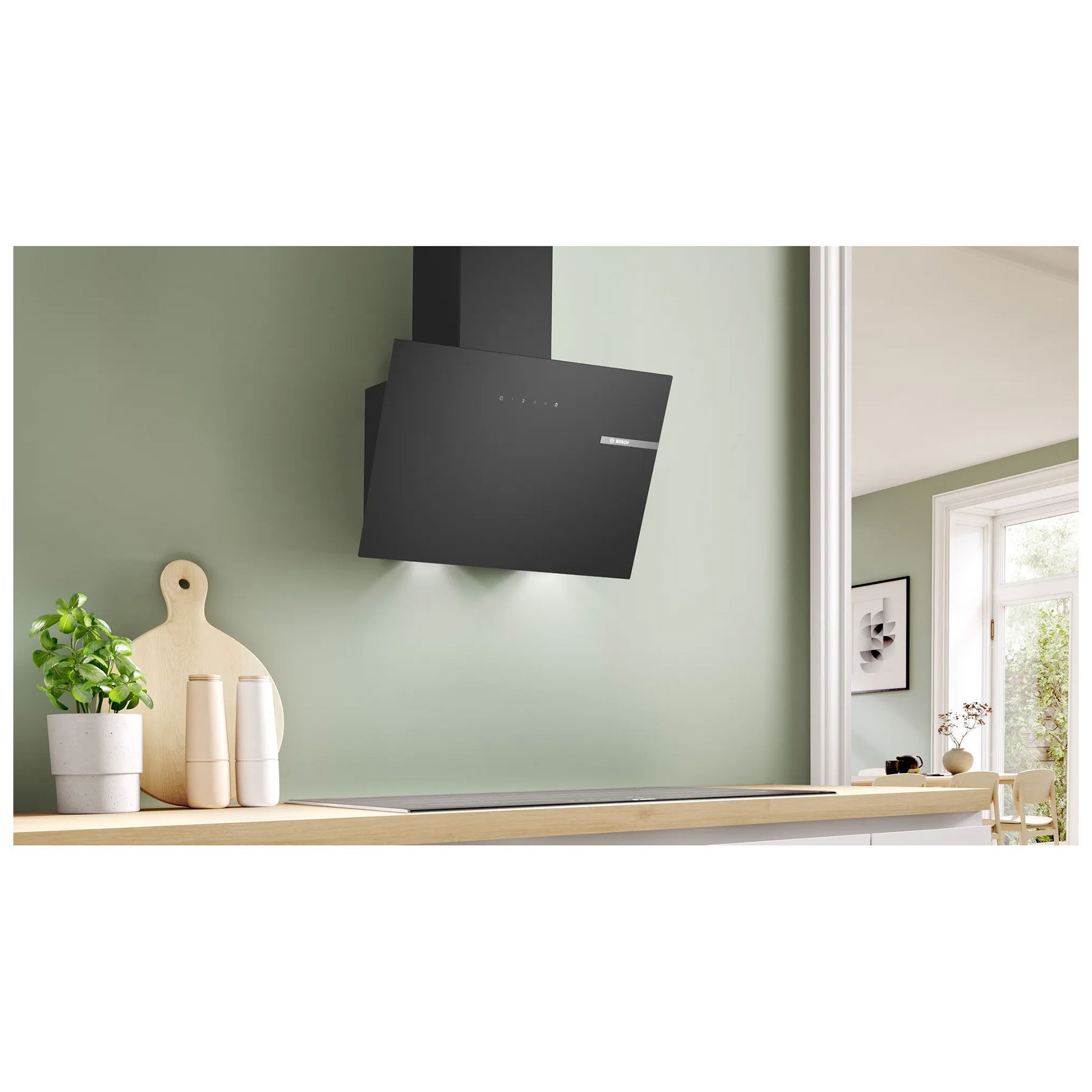 Bosch DWK65DK60B Series 2 60cm Angled Glass Chimney Hood in Black Glas, photo 5